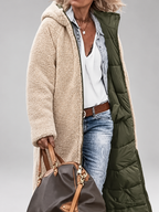 Women's Fleece-Lined Longline Coat – fern green – 3