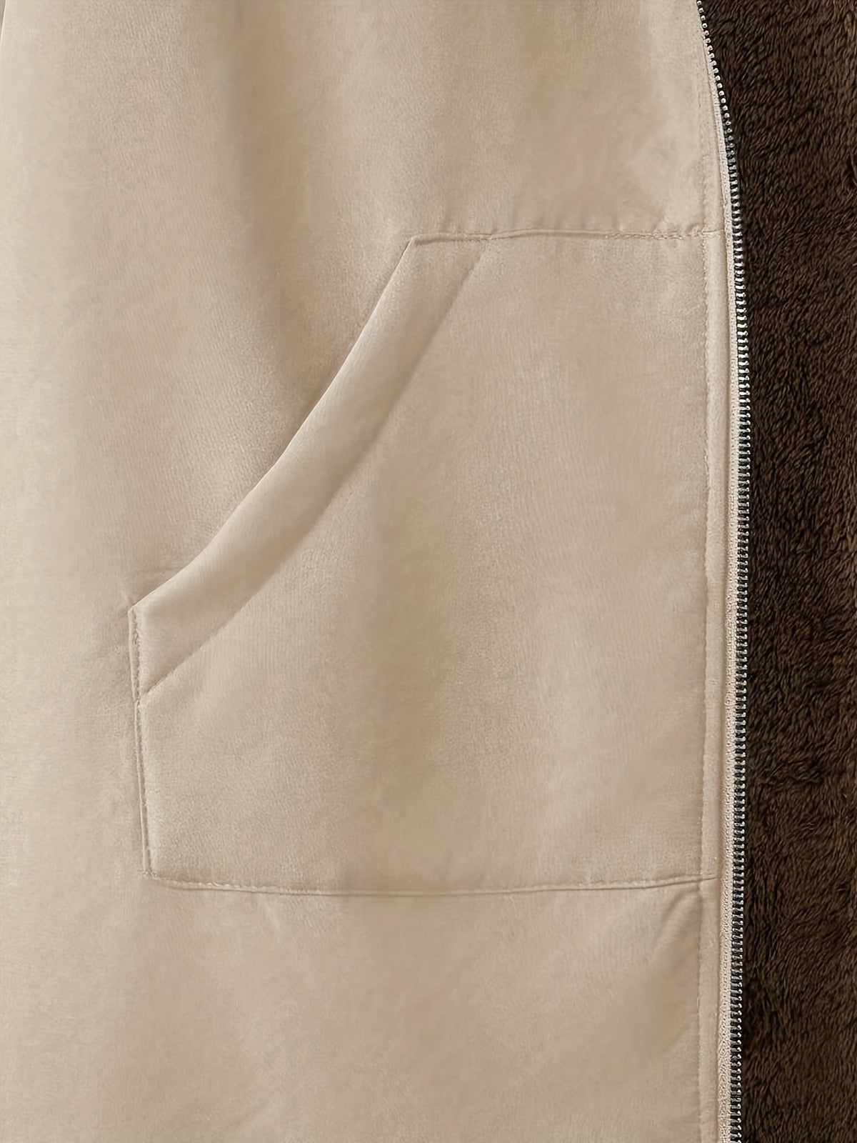 Women's Hooded Longline Jacket with Zip Front – Khaki – 5