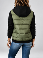 Women's Hooded Padded Jacket with Zip Front – fern green – 2
