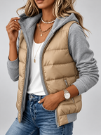 Women's Hooded Padded Jacket with Zip Front – Grey – 3