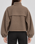Women's Houndstooth Jacket with Stand Collar – Sepia – 3