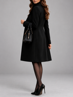 Women's Overcoat | Double-Breasted Lapel Coat – Black – 2