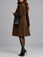 Women's Overcoat | Double-Breasted Lapel Coat – Coffee – 5