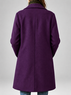 Women's Plus Size Mid-Length Coat with Lapel Collar – Purple – 3