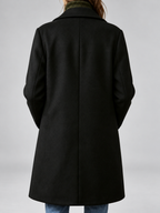 Women's Plus Size Mid-Length Coat with Lapel Collar – Black – 5