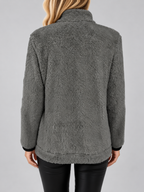 Women's Teddy Jacket | Fleece Zip-Up Jacket with Pockets – Grey – 2