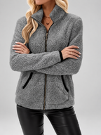 Women's Teddy Jacket | Fleece Zip-Up Jacket with Pockets – Grey – 5