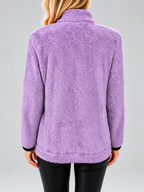 Women's Teddy Jacket | Fleece Zip-Up Jacket with Pockets – Purple – 2