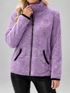 Women's Teddy Jacket | Fleece Zip-Up Jacket with Pockets – Purple – 3