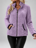 Women's Teddy Jacket | Fleece Zip-Up Jacket with Pockets – Purple – 4