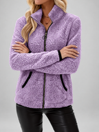 Women's Teddy Jacket | Fleece Zip-Up Jacket with Pockets – Purple – 5