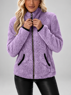 Women's Teddy Jacket | Fleece Zip-Up Jacket with Pockets – Purple – 6