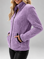Women's Teddy Jacket | Fleece Zip-Up Jacket with Pockets – Purple – 7