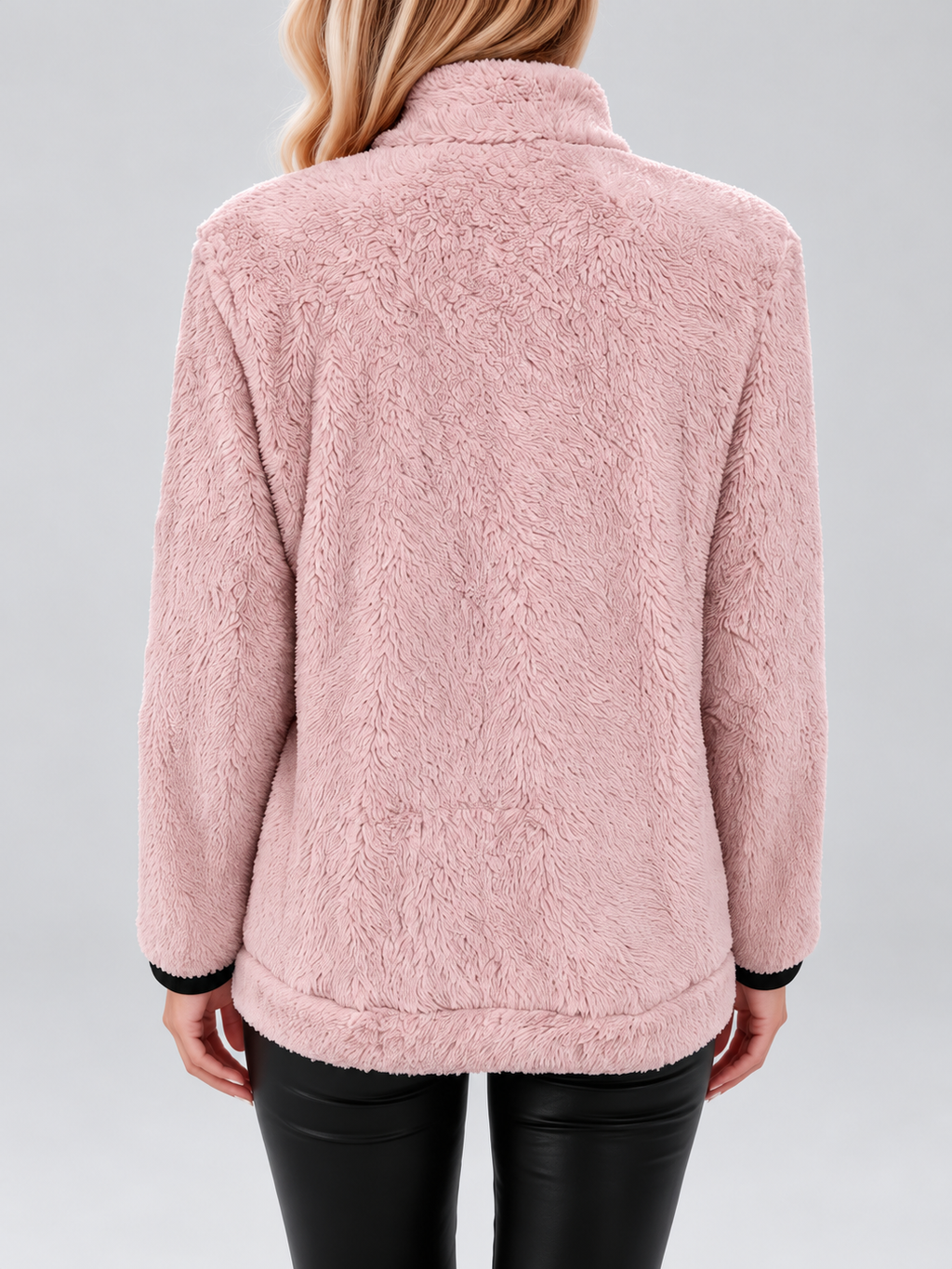Women's Teddy Jacket | Fleece Zip-Up Jacket with Pockets – Rose Red – 7