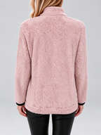 Women's Teddy Jacket | Fleece Zip-Up Jacket with Pockets – Rose Red – 7