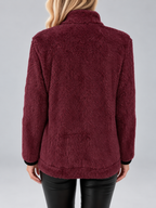 Women's Teddy Jacket | Fleece Zip-Up Jacket with Pockets – Purple 1 – 7