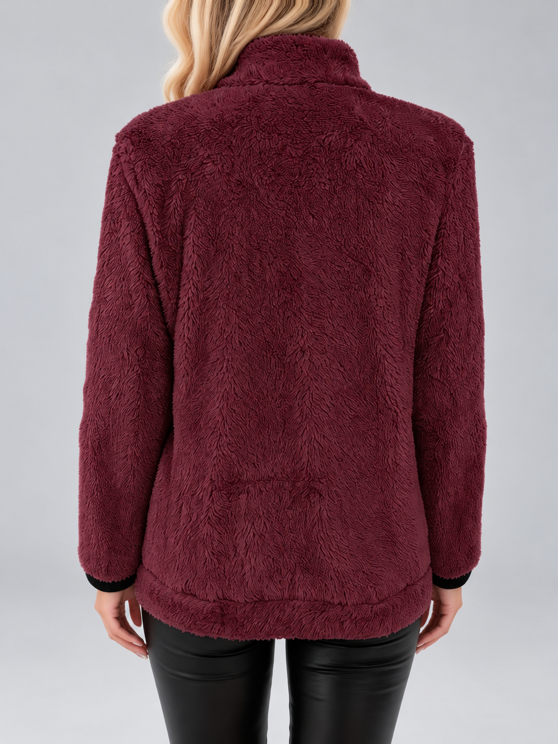 Women's Teddy Jacket | Fleece Zip-Up Jacket with Pockets – Purple 1 – 7
