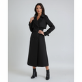 Women's Belted Long Trench Coat with Double-Breasted Front