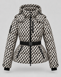 Women's Belted Puffer Jacket with Detachable Hood and Zip Pockets