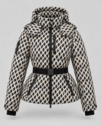 Women's Belted Puffer Jacket with Detachable Hood and Zip Pockets