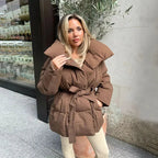 Women's Oversized Padded Belted Puffer Jacket