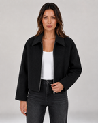 Women's Bomber Jacket with Collar and Zip Front