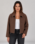 Women's Bomber Jacket with Collar and Zip Front