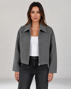Women's Bomber Jacket with Collar and Zip Front