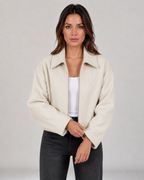 Women's Bomber Jacket with Collar and Zip Front