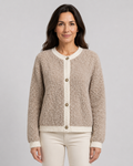 Women's Bouclé Knit Button Front Cardigan with Contrast Trim