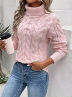 Women's Cable Knit Turtleneck Jumper with Cosy Twisted Design for Warm Winter Layering 2
