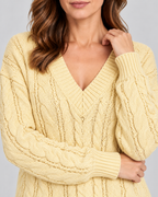 yellow 04 detail cable knit V-neck jumper