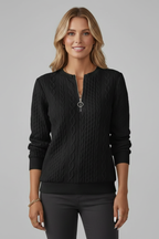 Women's Cable Textured Jumper with Zip Neck