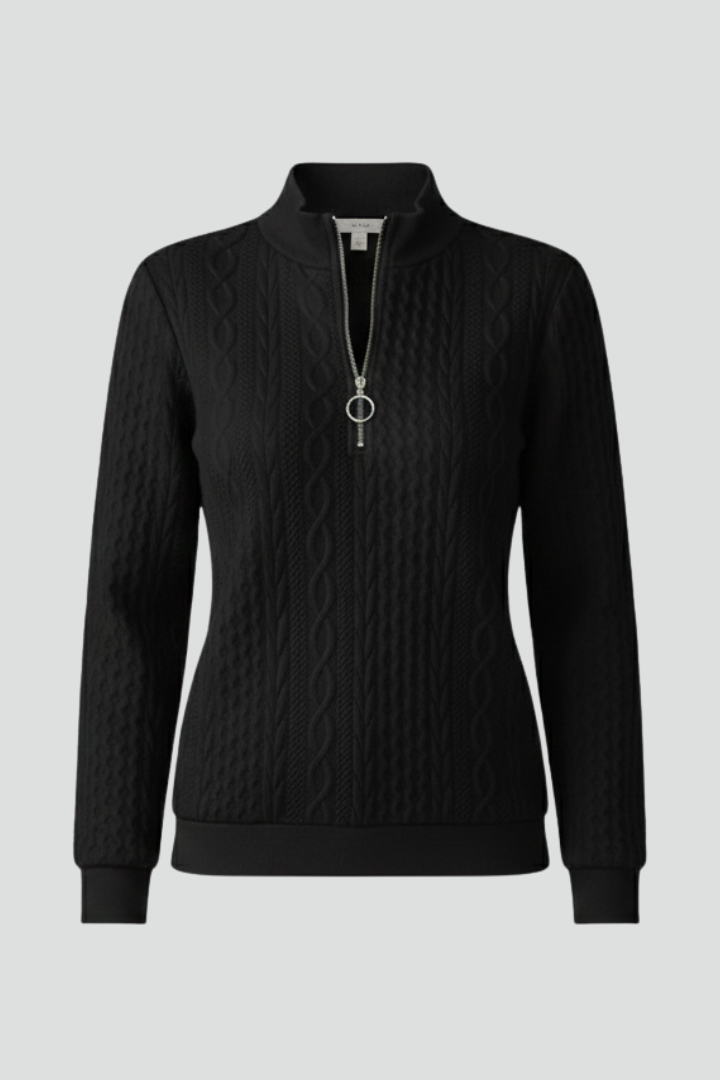 Women's Cable Textured Jumper with Zip Neck