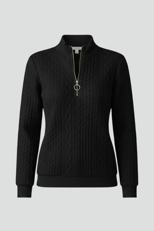 Women's Cable Textured Jumper with Zip Neck