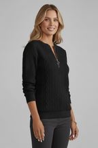 Women's Cable Textured Jumper with Zip Neck