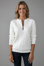 Women's Cable Textured Jumper with Zip Neck