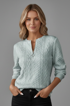 Women's Cable Textured Jumper with Zip Neck