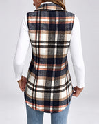 Women's Checked Longline Waistcoat – back view