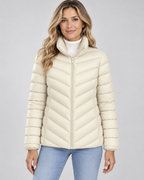 Off white chevron quilted puffer jacket zipped