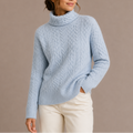Women's Chunky Knit Turtleneck Jumper with Cable Texture
