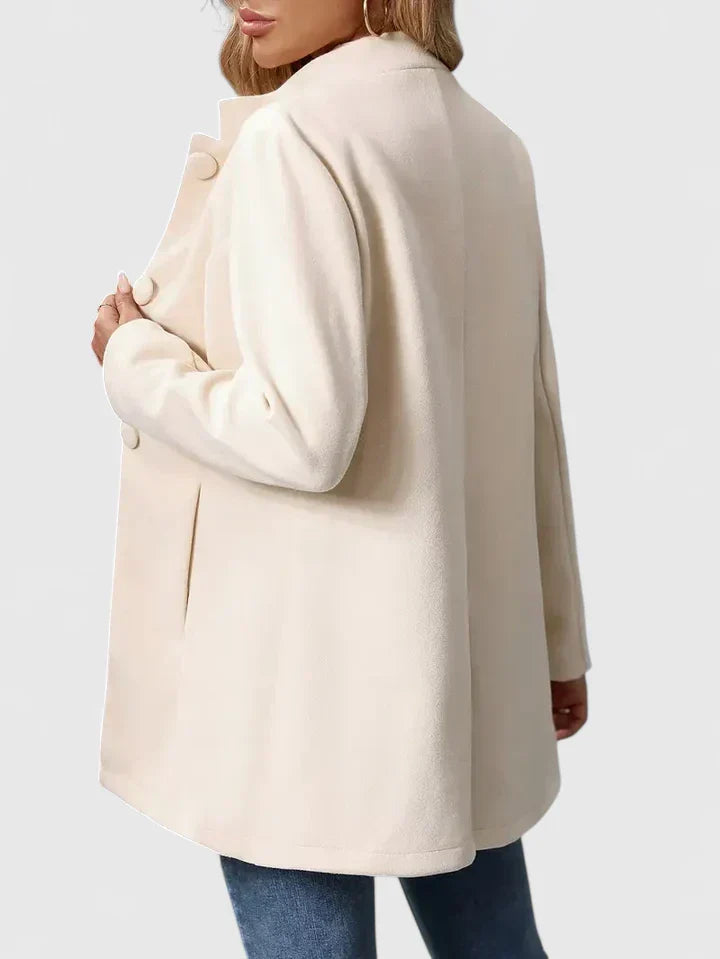 Women's Tailored Longline Jacket with Stand Collar and Button Front