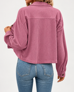 Women's cropped corduroy jacket in pink