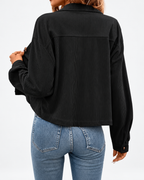 Women's cropped corduroy jacket in black