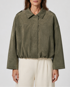 Women's Cropped Collared Bomber Jacket