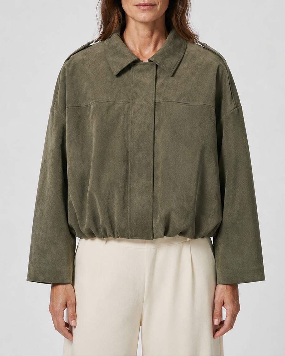 Women's Cropped Collared Bomber Jacket