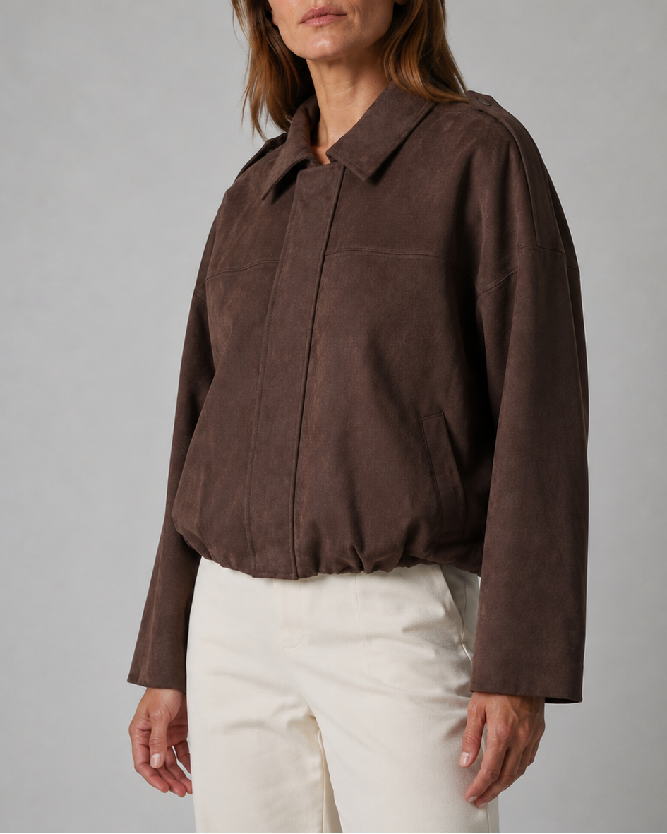 Women's Cropped Collared Bomber Jacket