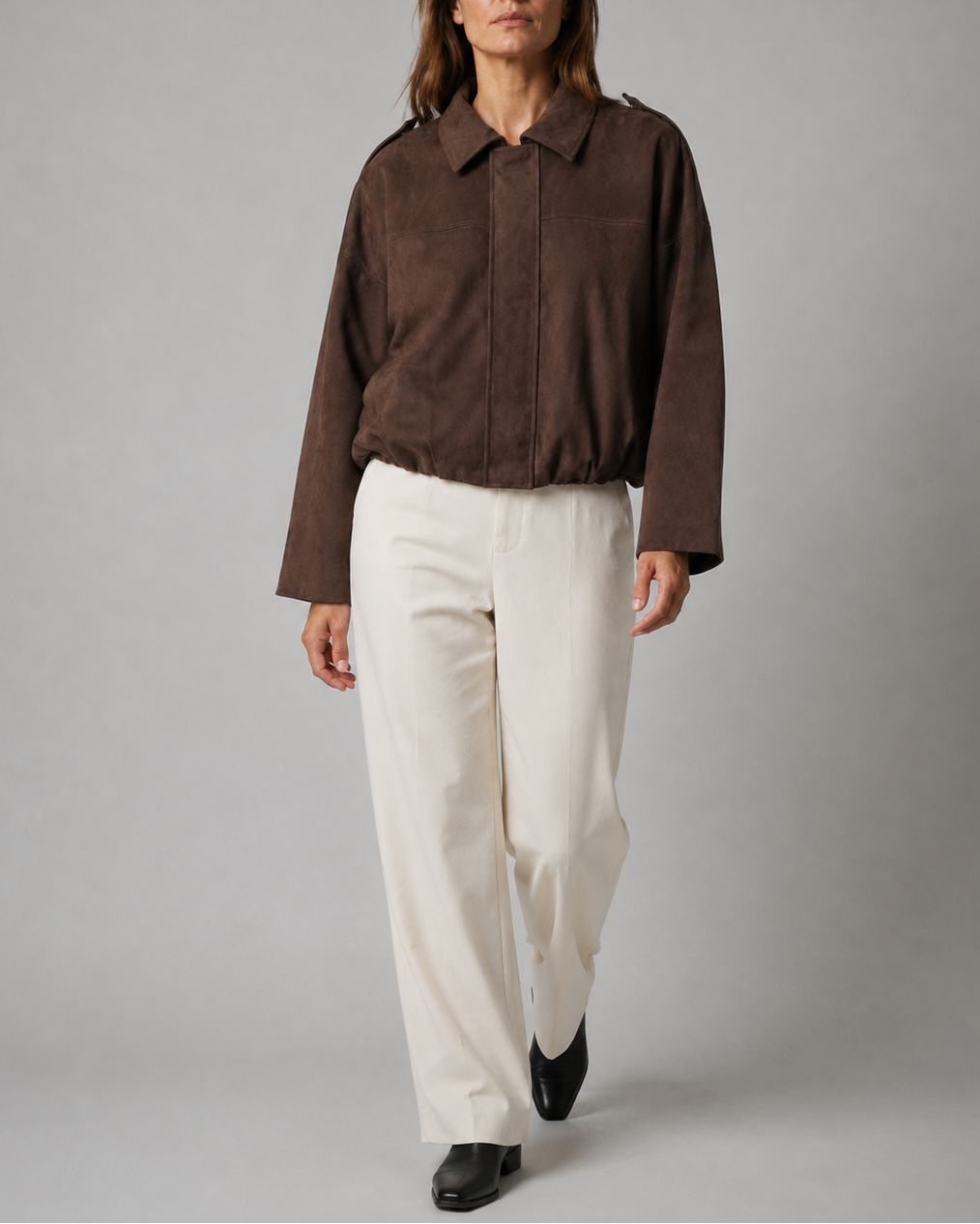 Women's Cropped Collared Bomber Jacket
