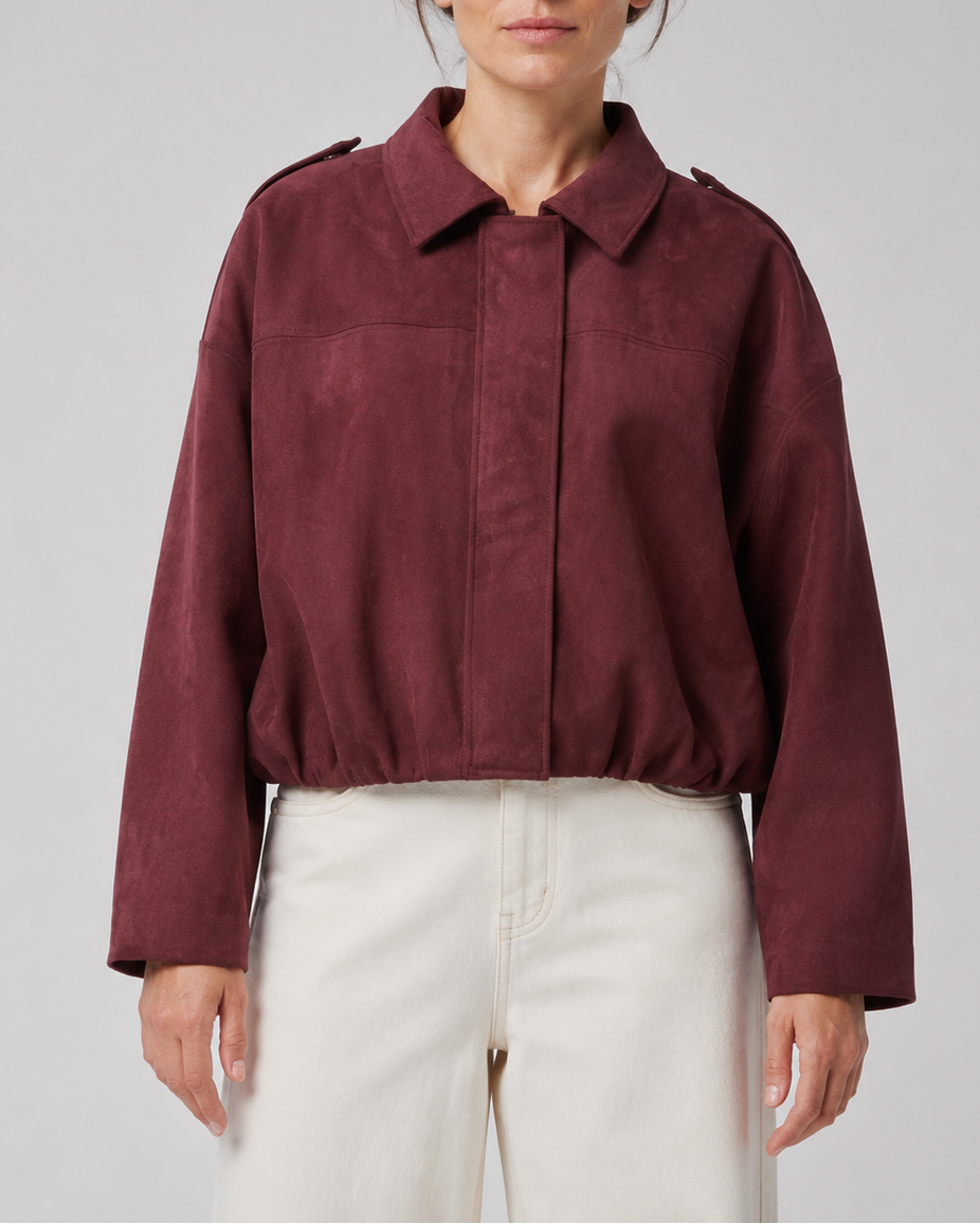 Women's Cropped Collared Bomber Jacket
