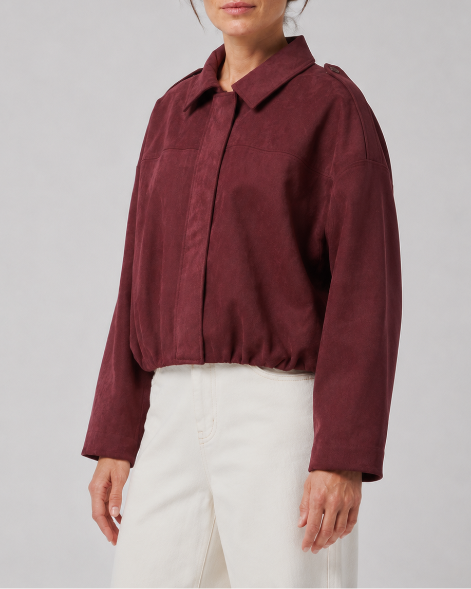 Women's Cropped Collared Bomber Jacket